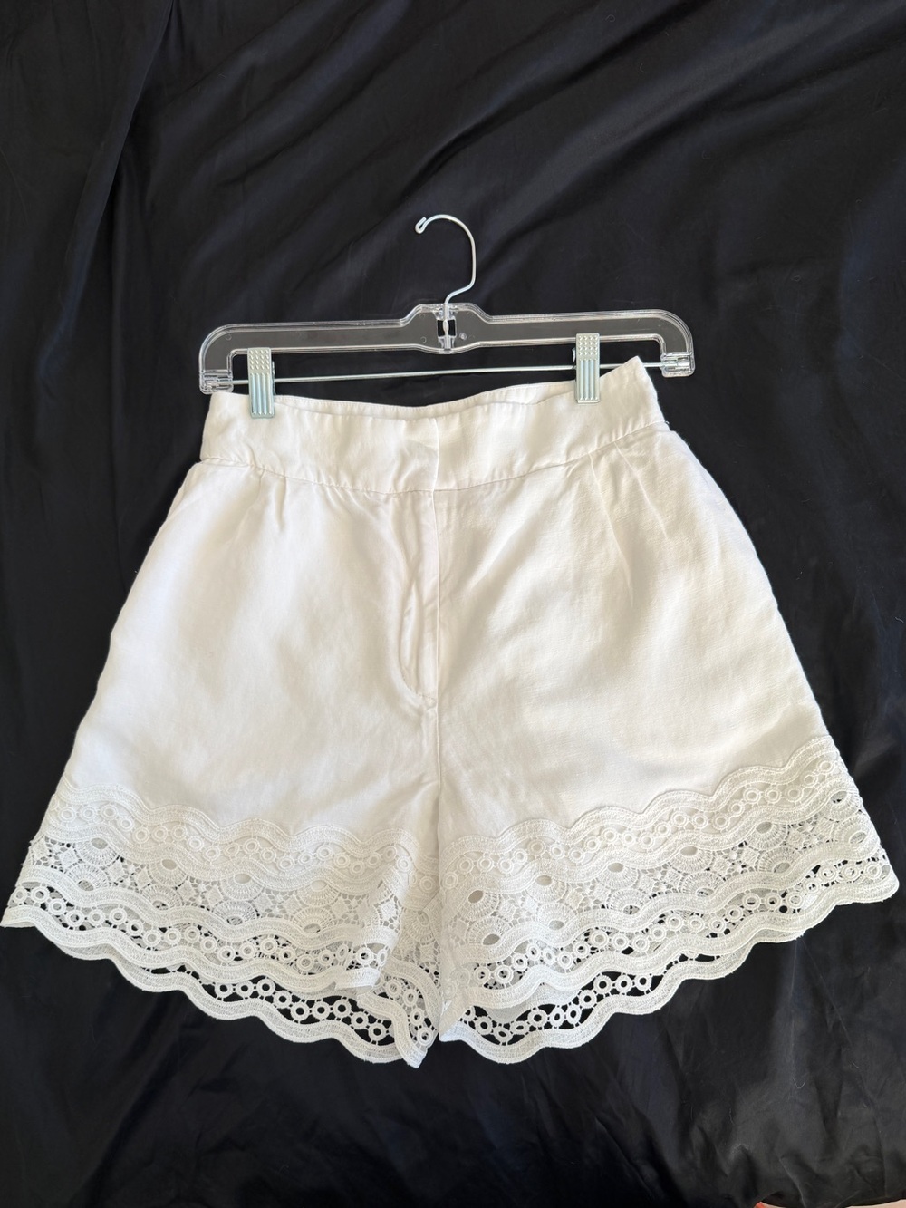 Sandro White High-Waist Crochet-Hem Women's Shorts